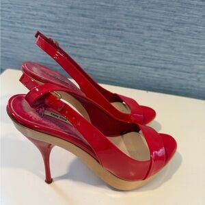 Miu Miu Vibrant Red Patent Heels